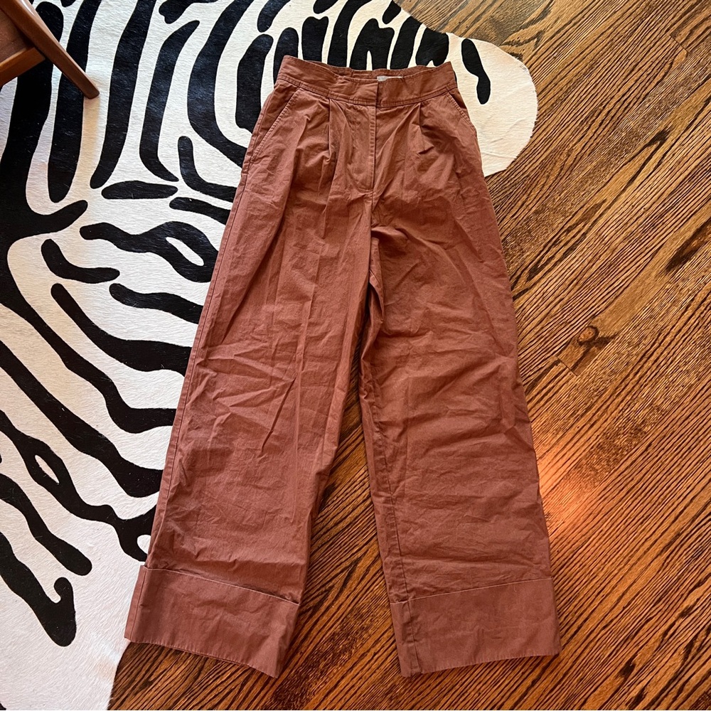 COS Brown Wide Leg Trouser Pants with Pleats